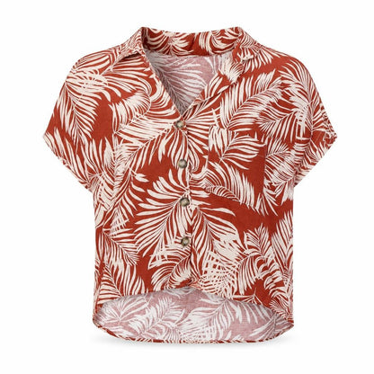 Primark Womens Red Floral Viscose Basic Blouse Size 6 Collared