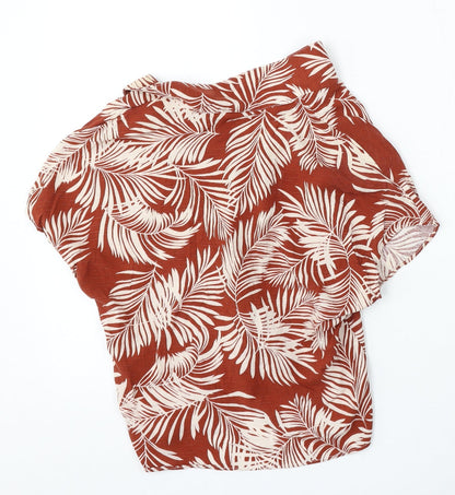 Primark Womens Red Floral Viscose Basic Blouse Size 6 Collared