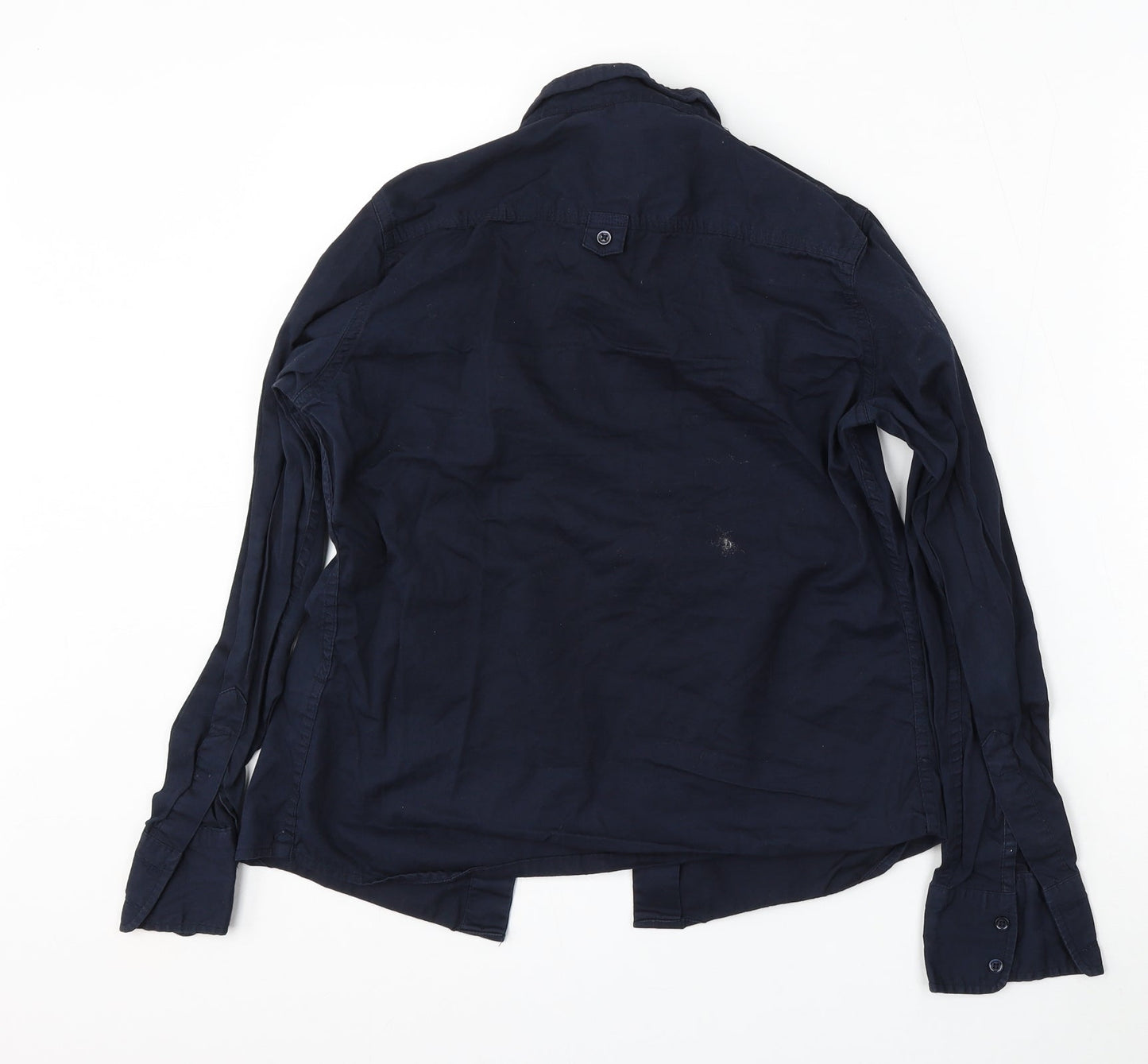 Russell Womens Blue  Cotton Basic Button-Up Size S Collared