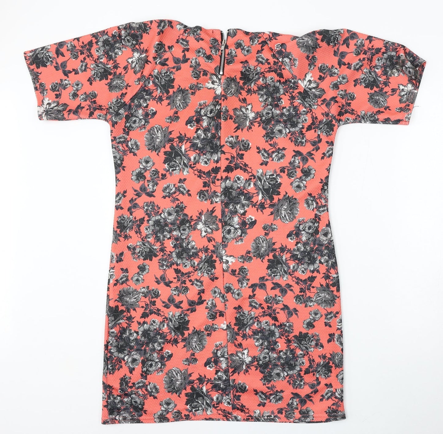 Girls On Film Womens Red Floral Polyester Pencil Dress  Size 12  Round Neck