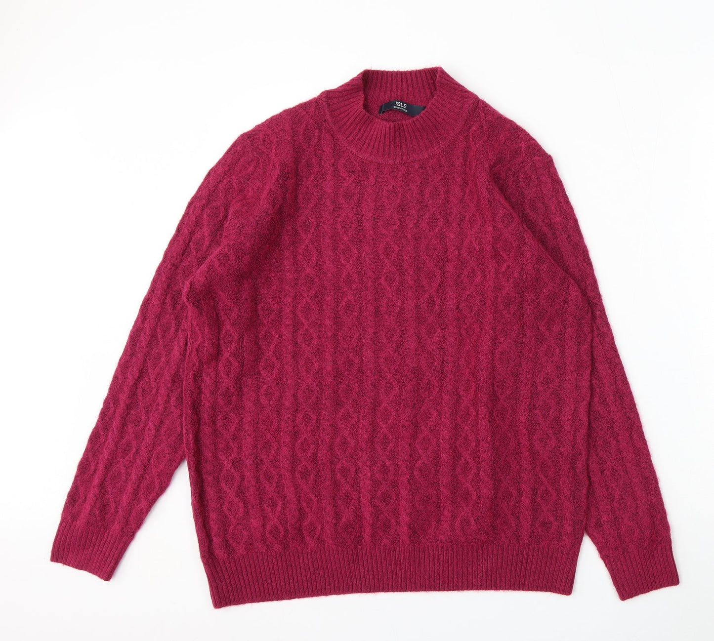 Isle Essentials Womens Purple Mock Neck  Acrylic Pullover Jumper Size M