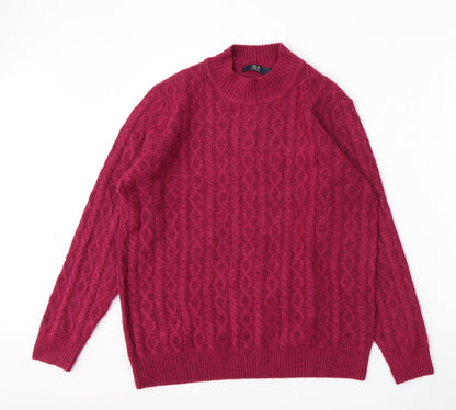 Isle Essentials Womens Purple Mock Neck  Acrylic Pullover Jumper Size M