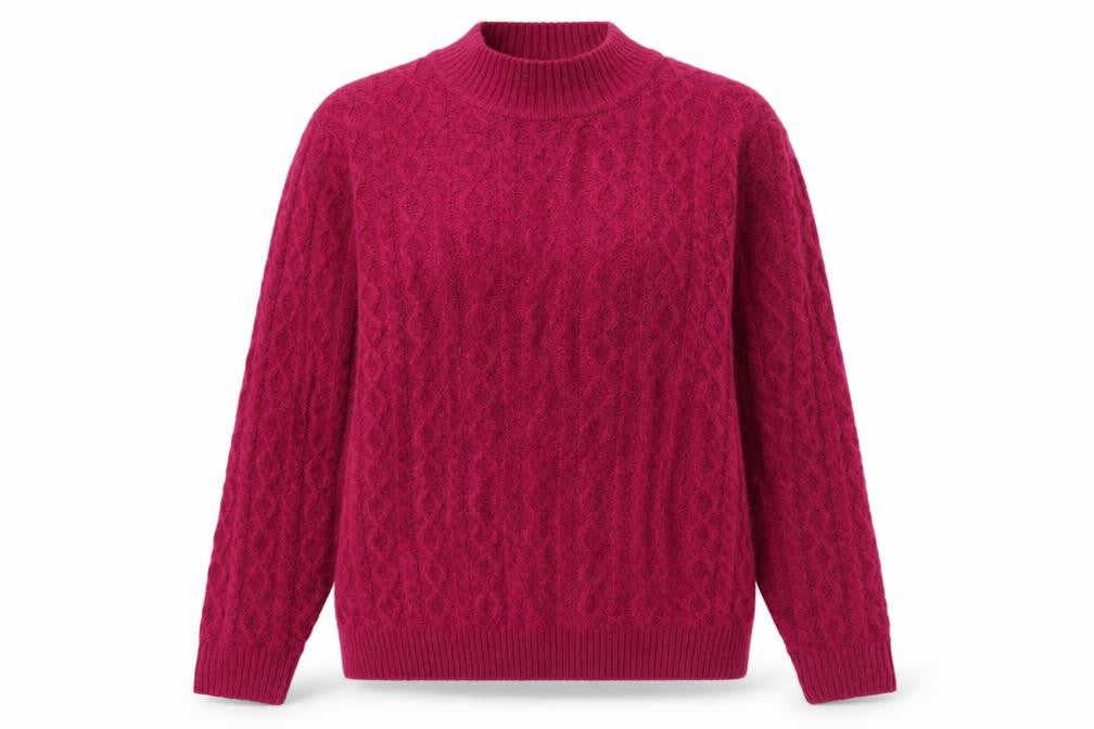 Isle Essentials Womens Purple Mock Neck  Acrylic Pullover Jumper Size M