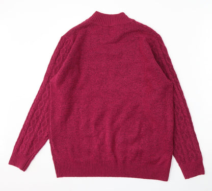 Isle Essentials Womens Purple Mock Neck  Acrylic Pullover Jumper Size M