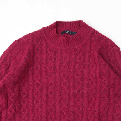 Isle Essentials Womens Purple Mock Neck  Acrylic Pullover Jumper Size M