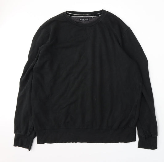 Brave Soul Mens Black  Cotton Pullover Sweatshirt Size XL