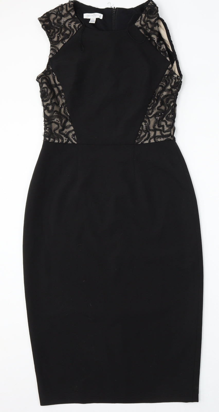London Times Womens Black  Polyester Bodycon  Size 4  Round Neck