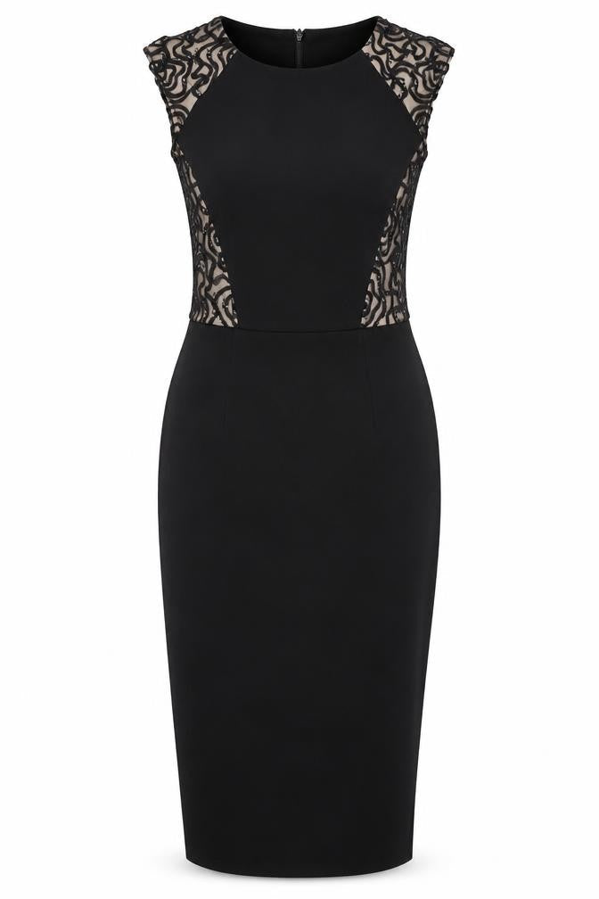 London Times Womens Black  Polyester Bodycon  Size 4  Round Neck