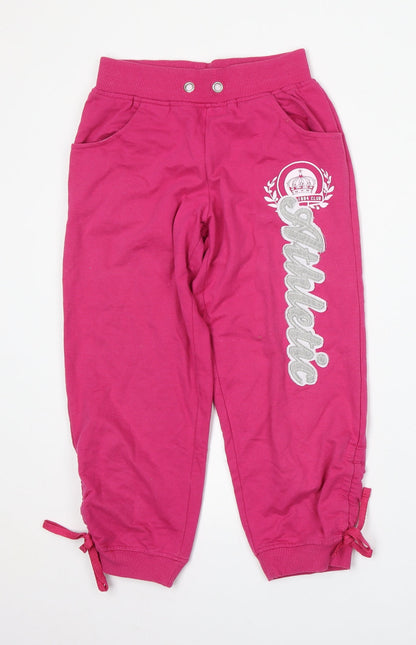 Denim & Co. Womens Pink  Polyester Jogger Trousers Size 8 L20 in Regular