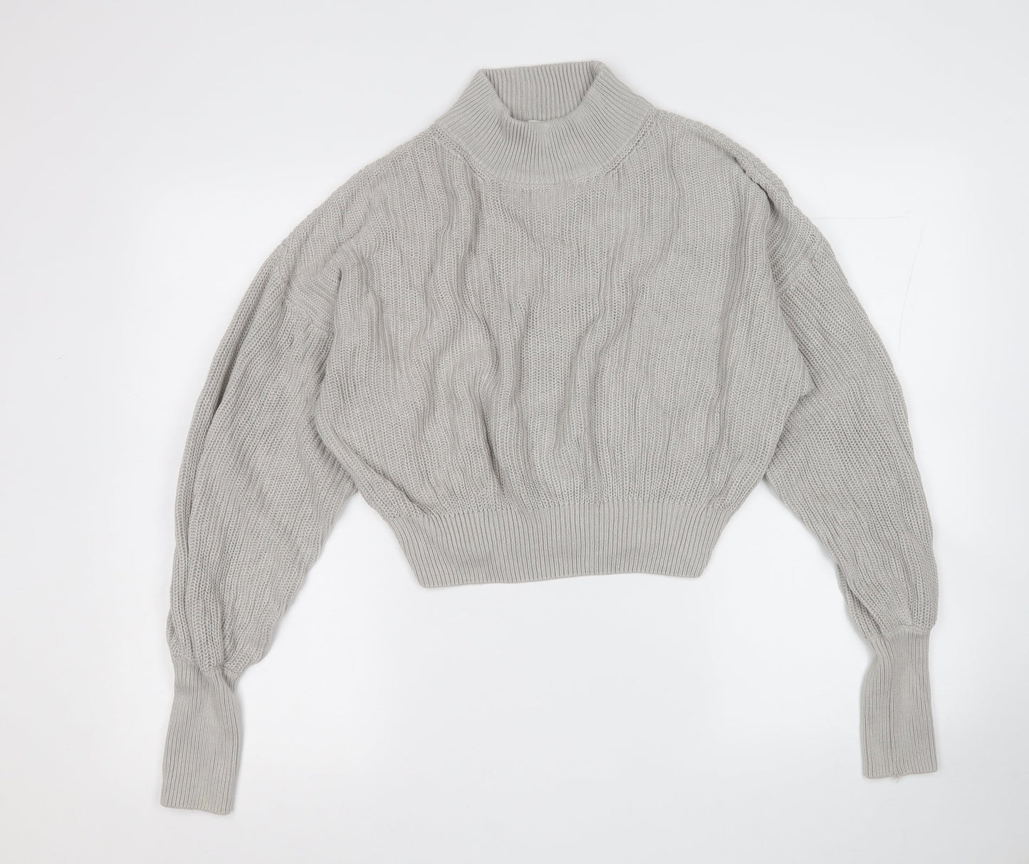 Nakd Womens Grey Mock Neck  Acrylic Pullover Jumper Size S
