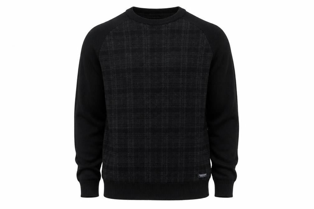 Threadbare Mens Black Round Neck Geometric Cotton Pullover Jumper Size M