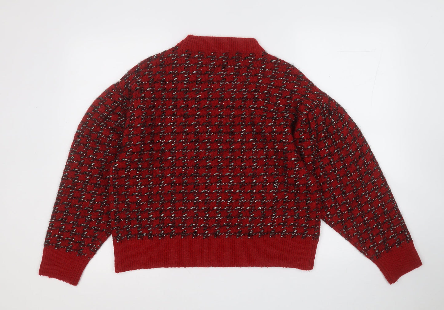 MNG Womens Red Round Neck  Acrylic Pullover Jumper Size S