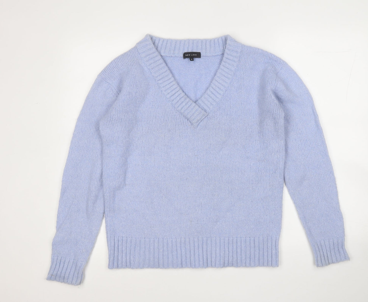 NEXT Womens Blue V-Neck  Acrylic Pullover Jumper Size 8