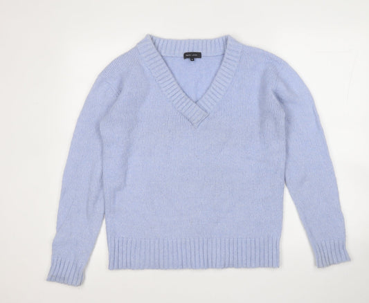 NEXT Womens Blue V-Neck  Acrylic Pullover Jumper Size 8