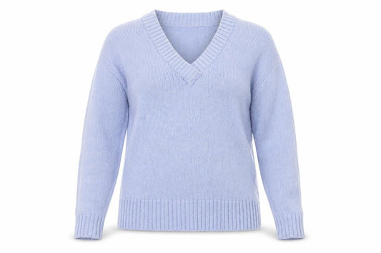 Next Womens Blue V-Neck  Acrylic Pullover Jumper Size 8