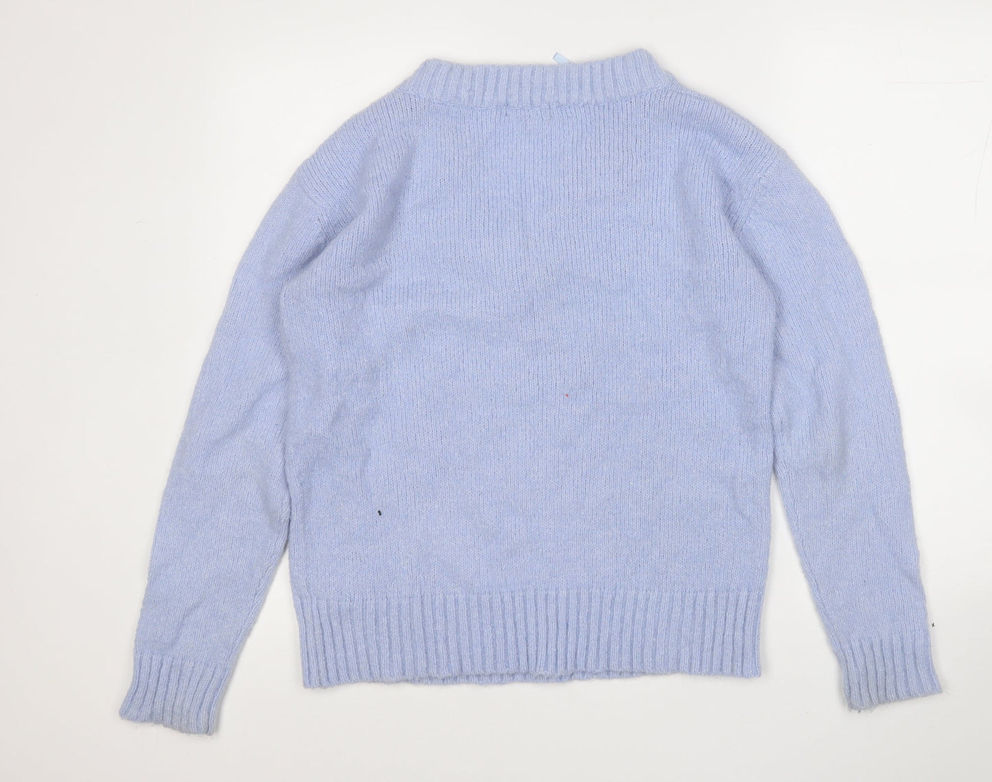 NEXT Womens Blue V-Neck  Acrylic Pullover Jumper Size 8