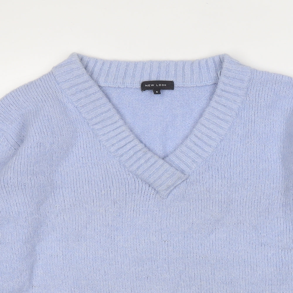 NEXT Womens Blue V-Neck  Acrylic Pullover Jumper Size 8