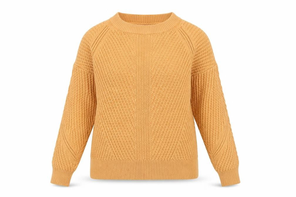 Marks & Spencer Womens Yellow Round Neck  Cotton Pullover Jumper Size S