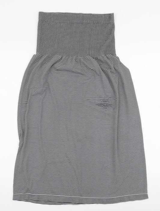 Janina Womens Black Striped Polyester Skater Dress  Size L  Off the Shoulder Pullover - Strapless