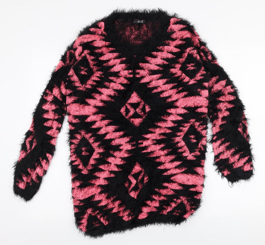 Quiz Womens Multicoloured V-Neck Geometric Polyester Pullover Jumper Size S