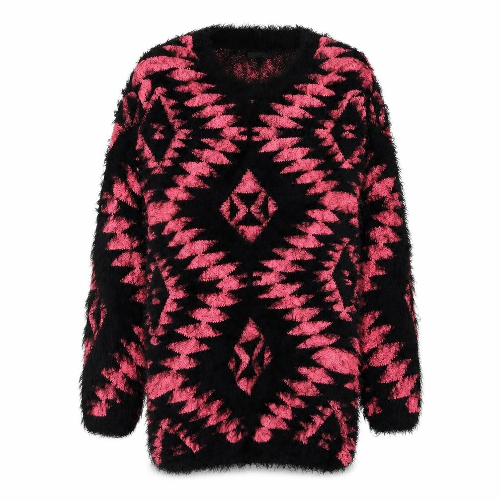 Quiz Womens Multicoloured V-Neck Geometric Polyester Pullover Jumper Size S