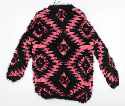 Quiz Womens Multicoloured V-Neck Geometric Polyester Pullover Jumper Size S