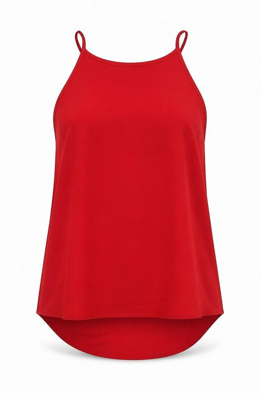Yoins Womens Red  Polyester Camisole Blouse Size S Round Neck