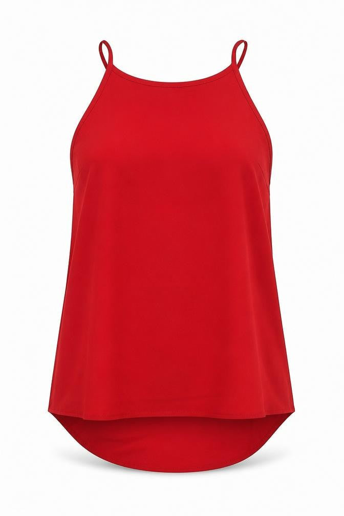Yoins Womens Red  Polyester Camisole Blouse Size S Round Neck