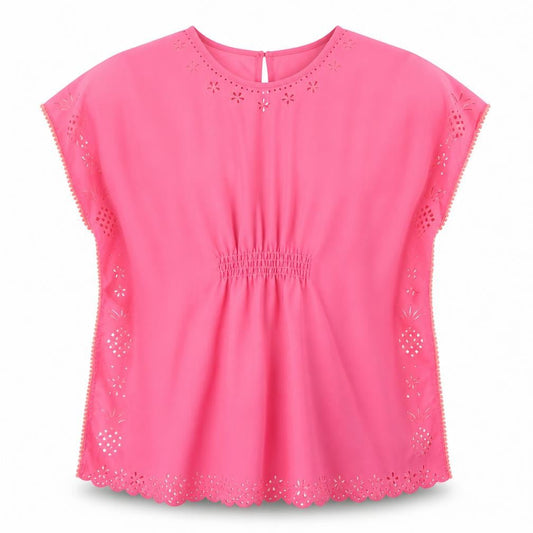 George Girls Pink  Polyester A-Line  Size L  Round Neck Pullover - beach cover up
