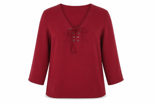Atmosphere Womens Red  Polyester Basic Blouse Size 10 V-Neck