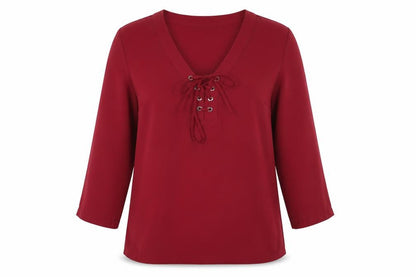 Atmosphere Womens Red  Polyester Basic Blouse Size 10 V-Neck