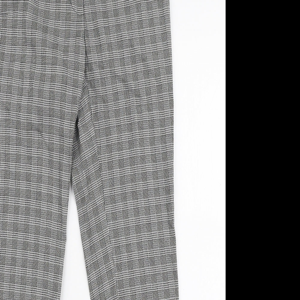 Warehouse Womens Grey Check Polyester Trousers  Size 6 L28 in Slim Zip
