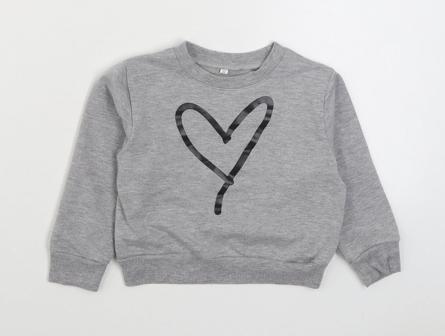 Preworn Girls Grey  Cotton Pullover Sweatshirt Size 2 Years  Pullover