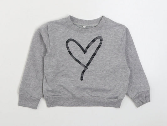 Preworn Girls Grey  Cotton Pullover Sweatshirt Size 2 Years  Pullover