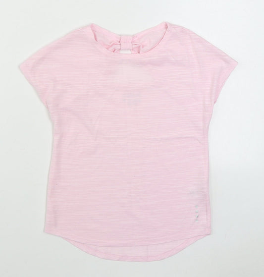 Matalan Girls Pink  Polyester Basic T-Shirt Size 8-9 Years Round Neck Pullover