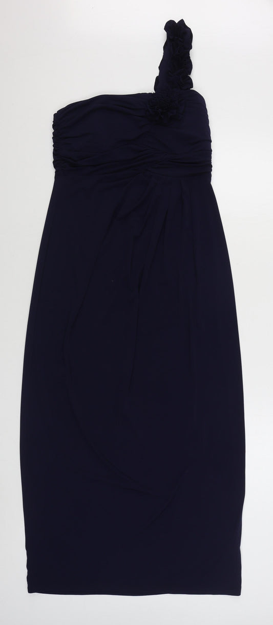 Valerie Bertinelli Womens Blue  Polyester Maxi  Size 10  Off the Shoulder Zip