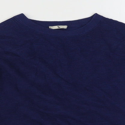 Tu Womens Black Round Neck  Viscose Pullover Jumper Size 10