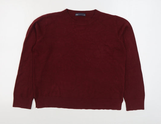 Marks and Spencer Womens Red Round Neck  Acrylic Pullover Jumper Size 14