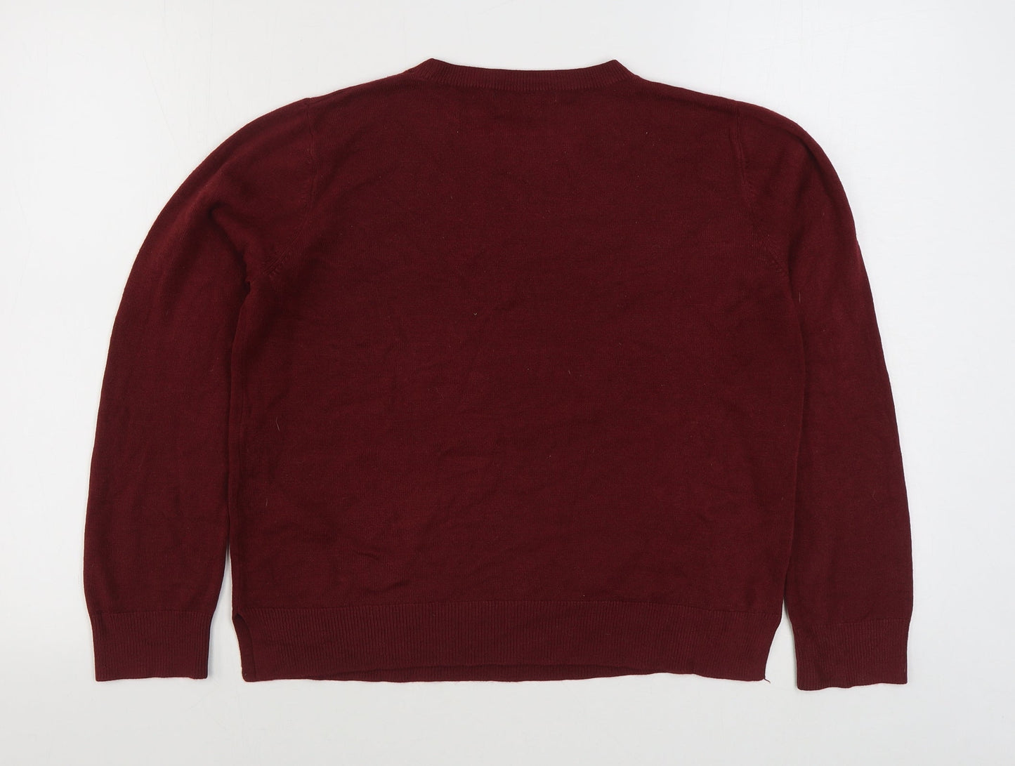 Marks and Spencer Womens Red Round Neck  Acrylic Pullover Jumper Size 14