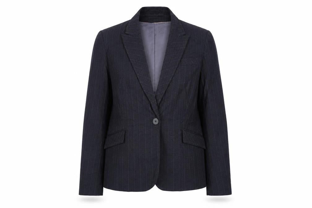 AMARANTO Womens Blue Striped  Jacket Blazer Size 18  Button