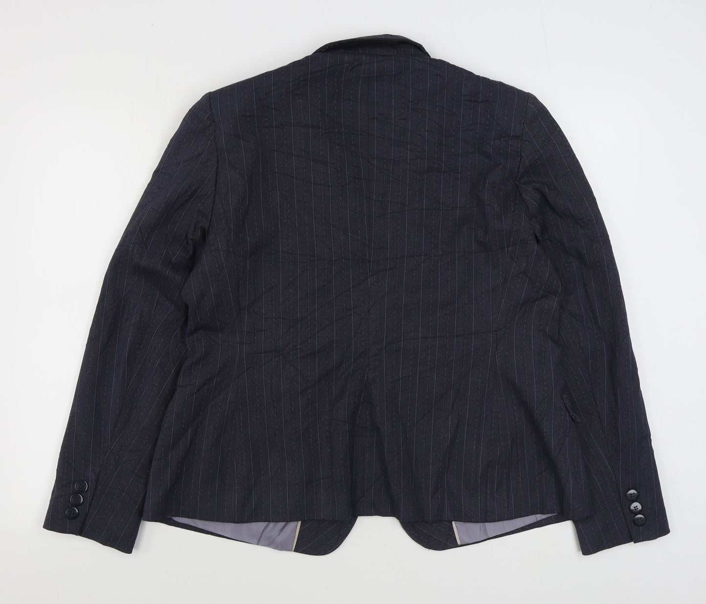 AMARANTO Womens Blue Striped  Jacket Blazer Size 18  Button