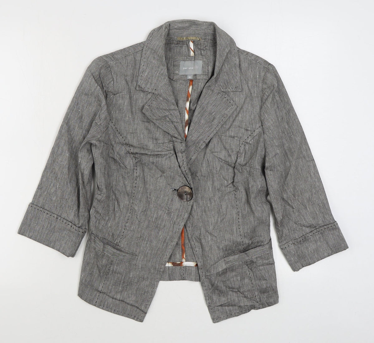 Per Una Womens Grey   Jacket Blazer Size 10  Button