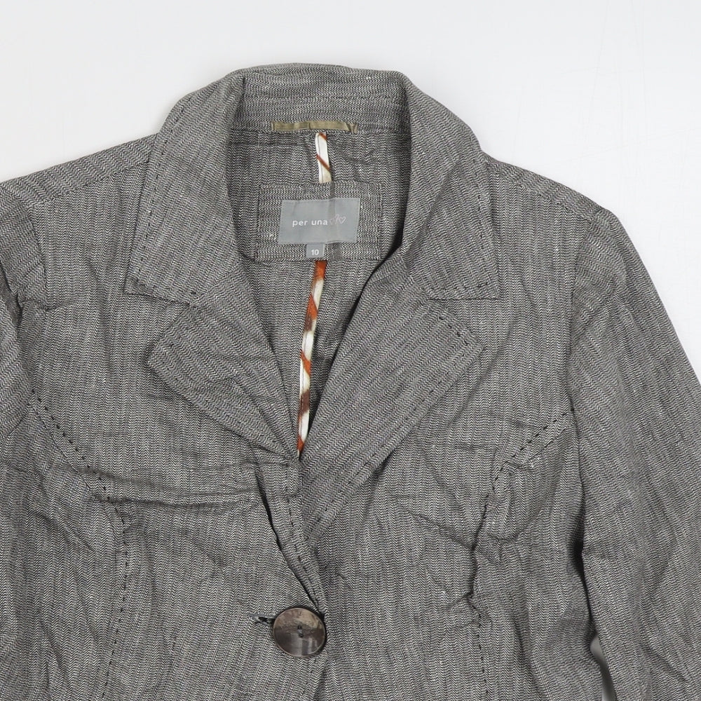 Per Una Womens Grey   Jacket Blazer Size 10  Button