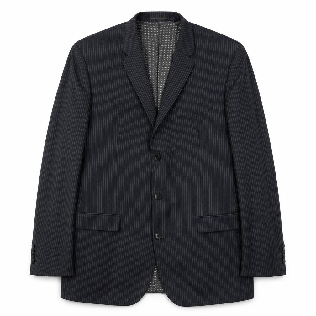 NEXT Mens Black Striped Wool Jacket Suit Jacket Size 44