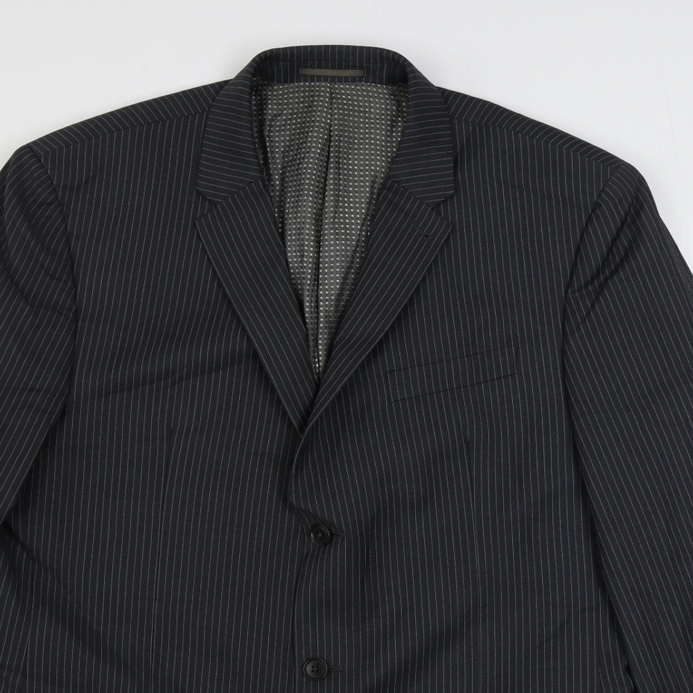 NEXT Mens Black Striped Wool Jacket Suit Jacket Size 44