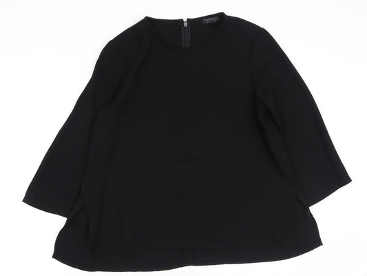 Topshop Womens Black  Polyester Basic Blouse Size 8 Round Neck