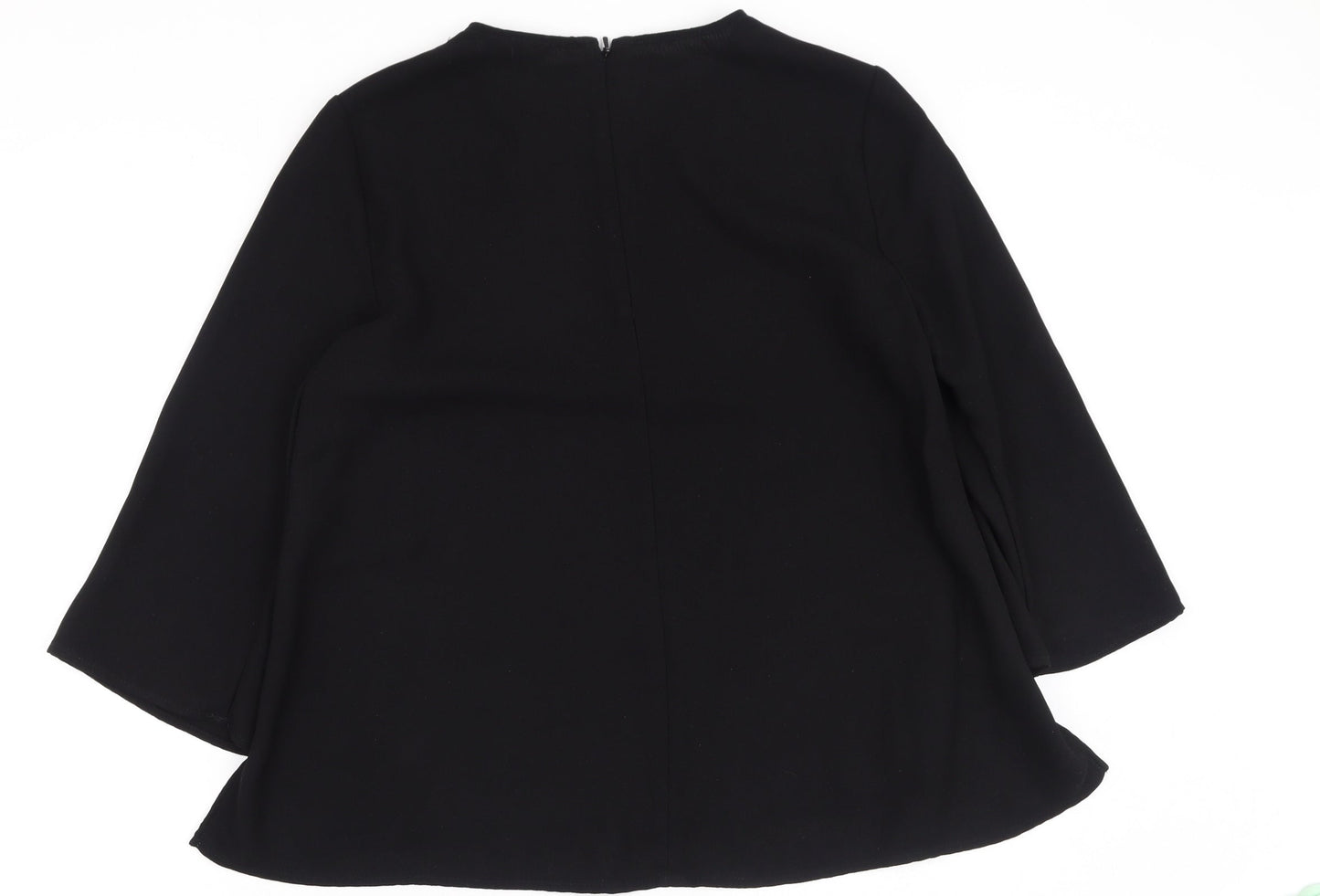 Topshop Womens Black  Polyester Basic Blouse Size 8 Round Neck