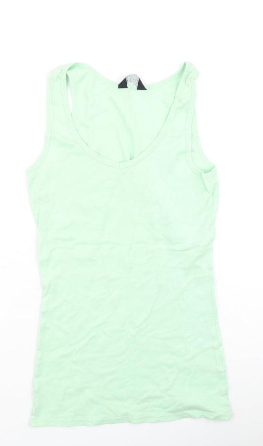 Dorothy Perkins Womens Green  Cotton Camisole Tank Size 12 Round Neck