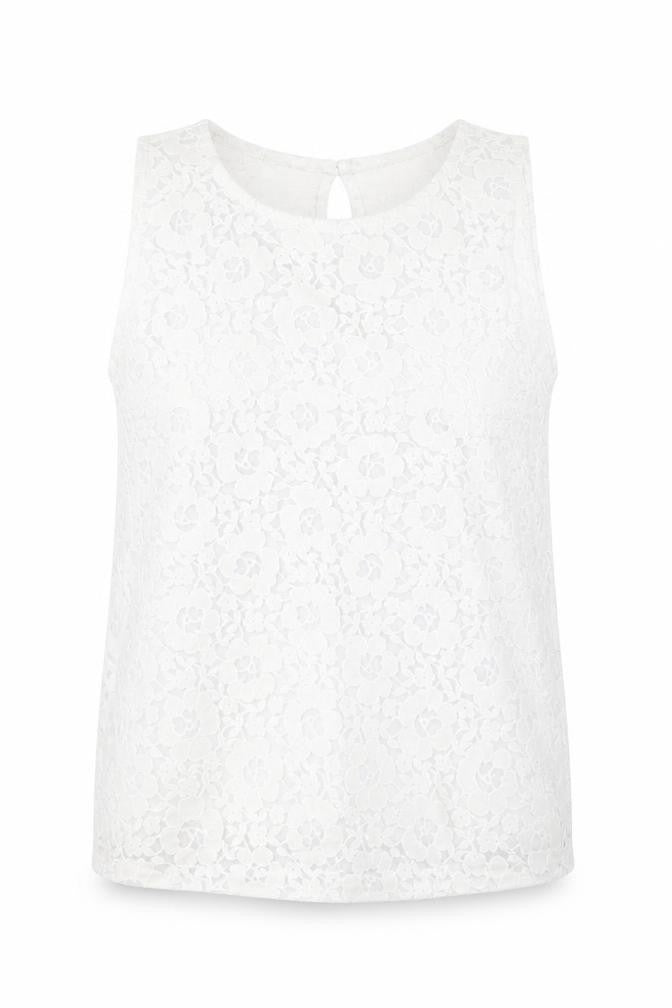 Topshop Womens Ivory  Polyester Camisole Tank Size 10 Round Neck