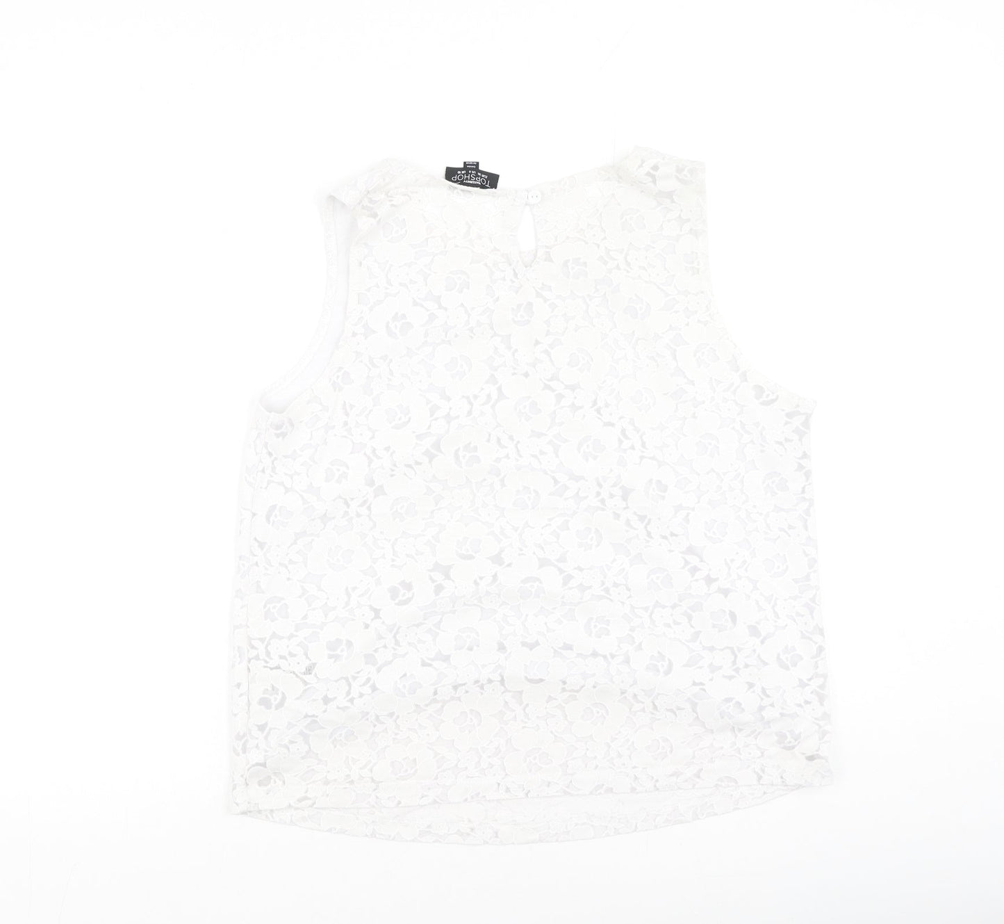 Topshop Womens Ivory  Polyester Camisole Tank Size 10 Round Neck